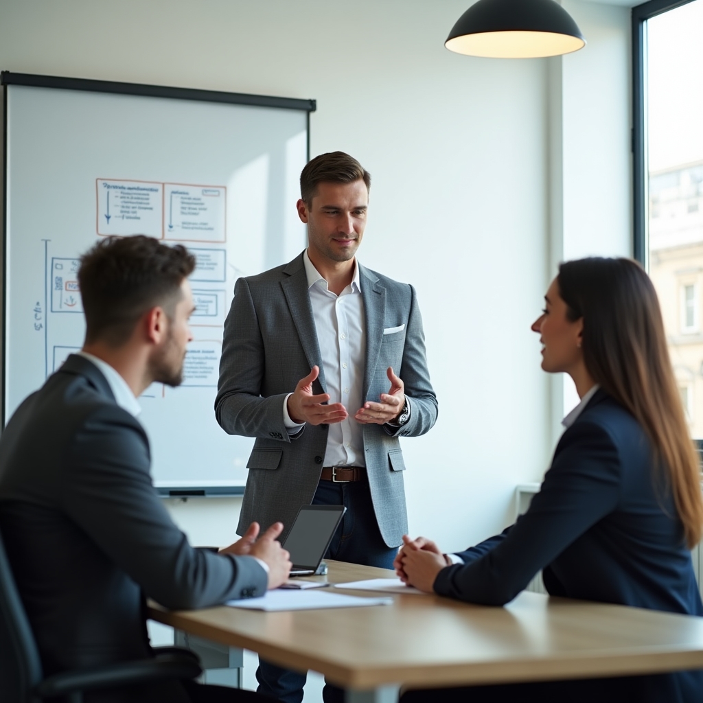 Facilitator gestionând un conflict profesional în cadrul unei echipe