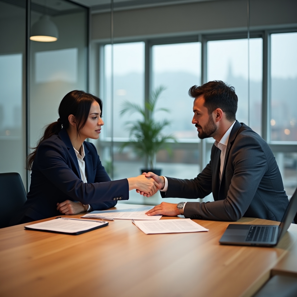 Sesiune de negociere contract corporativ în sală de conferințe